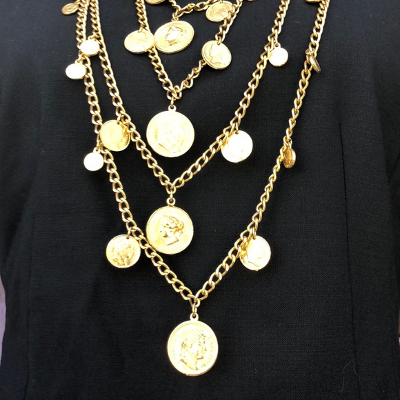 Vintage Goldette multistrand coin gold Necklace - Picture 3 of 6